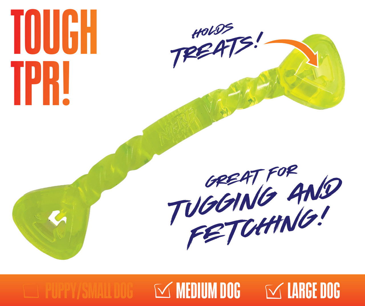 Nerf Dog Fillable Treat Fetch Stick Tug Dog Toy , 11 inches 