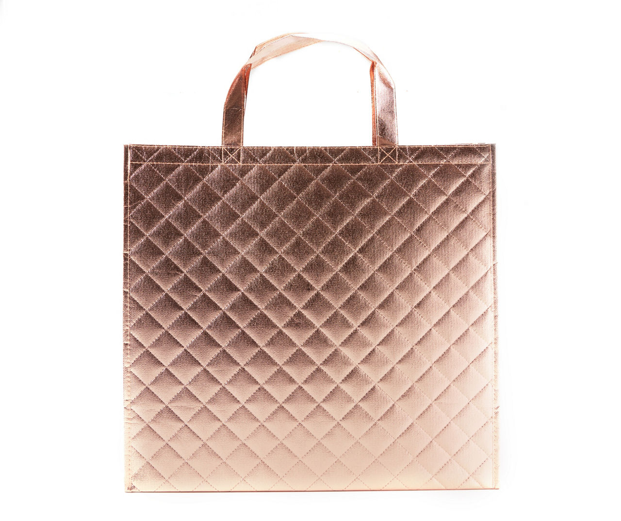 Rose Gold Metallic Quilted Reusable Tote Bag