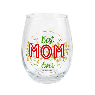 "Best Mom Ever" Stemless Wine Glass & Stopper Gift Set