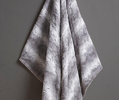 Marselle Gray & White Stripe Faux Fur Heated Throw, (50