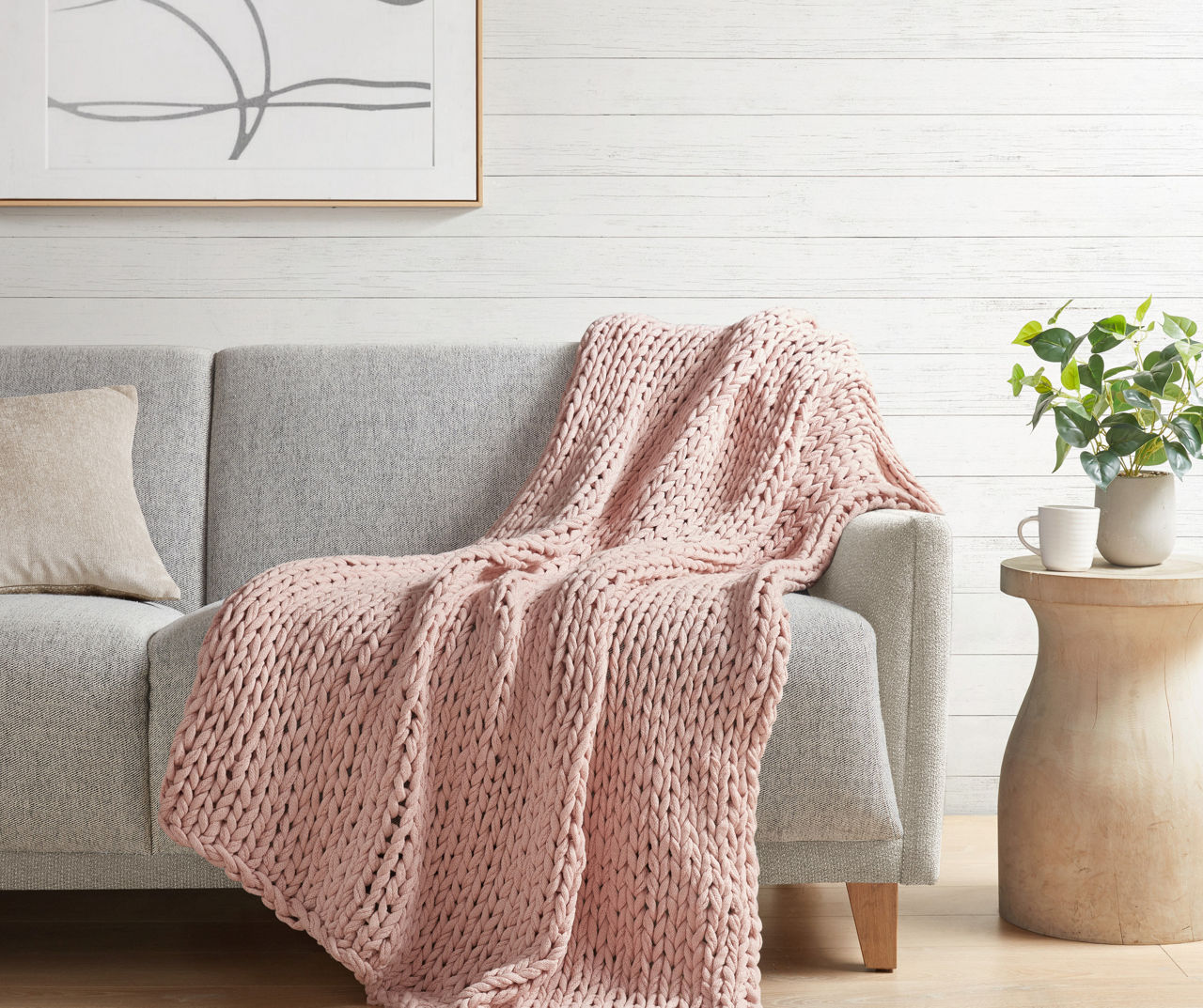 Chunky knit blush discount throw