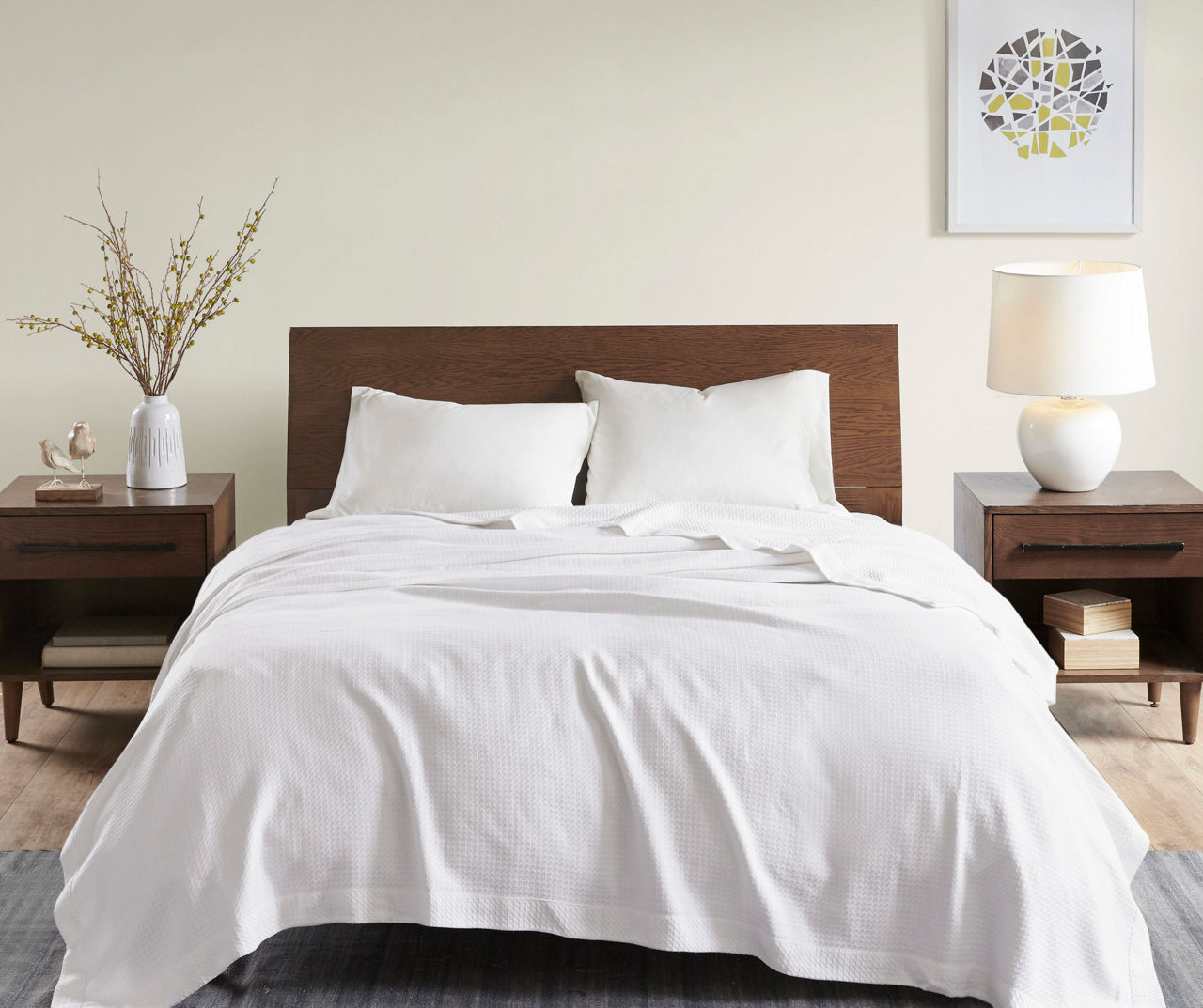 White TexturedKnit Egyptian Cotton Twin Blanket Big Lots