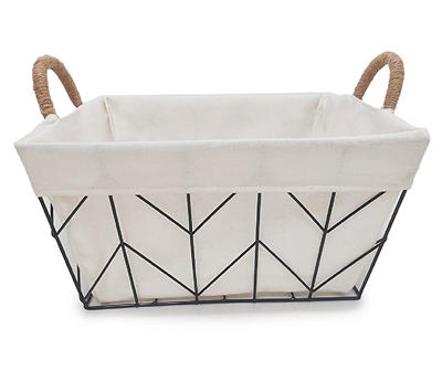 Chevron Wire Basket with Linen Liner