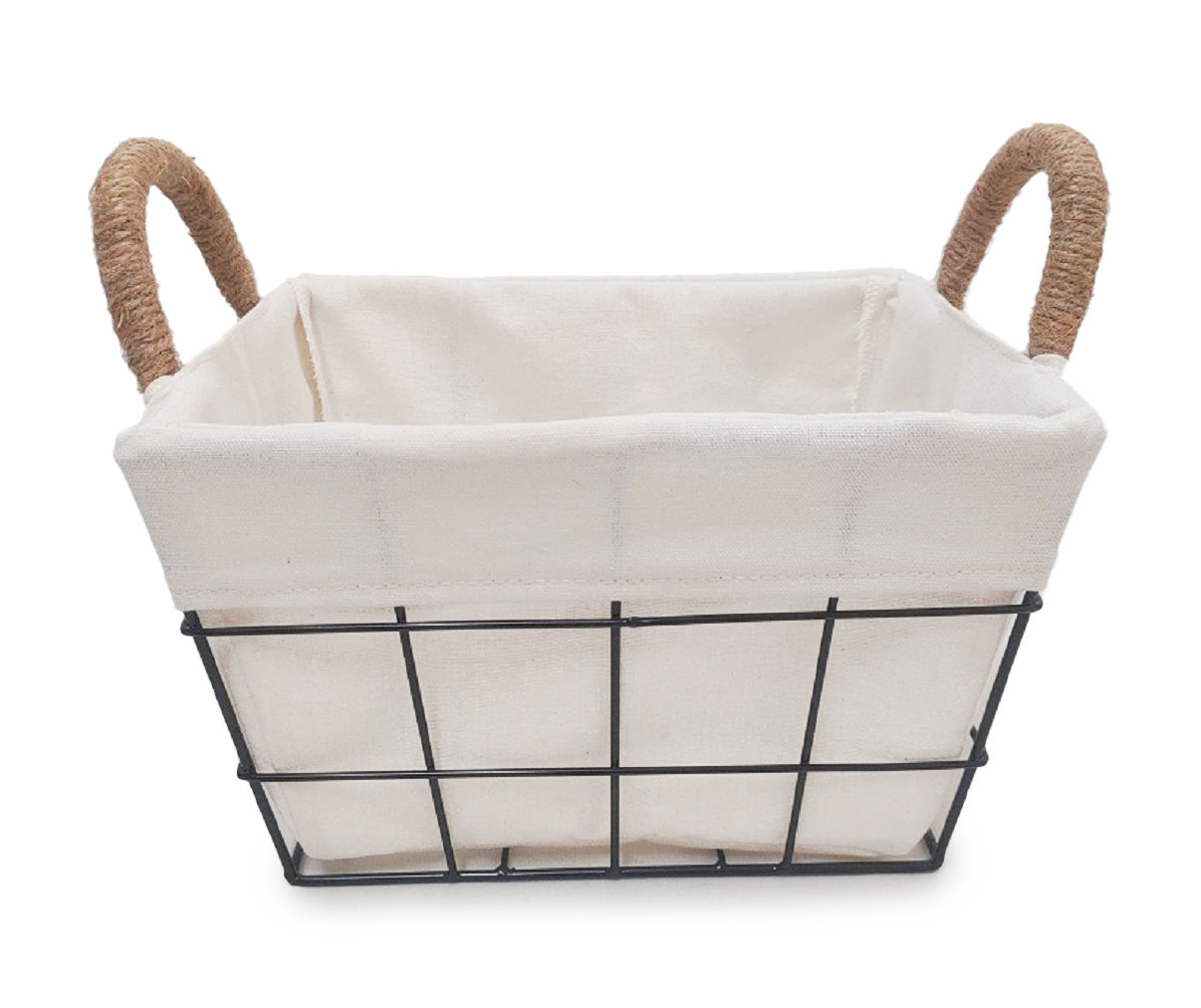 at Home Black Metal Wire Storage Basket with Liner