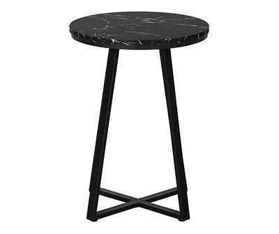 Black Faux Marble & Metal Accent Table