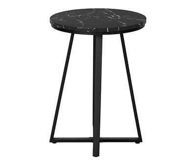 Black Faux Marble & Metal Accent Table