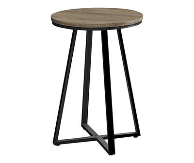 Dark Taupe Wood Look & Metal Accent Table