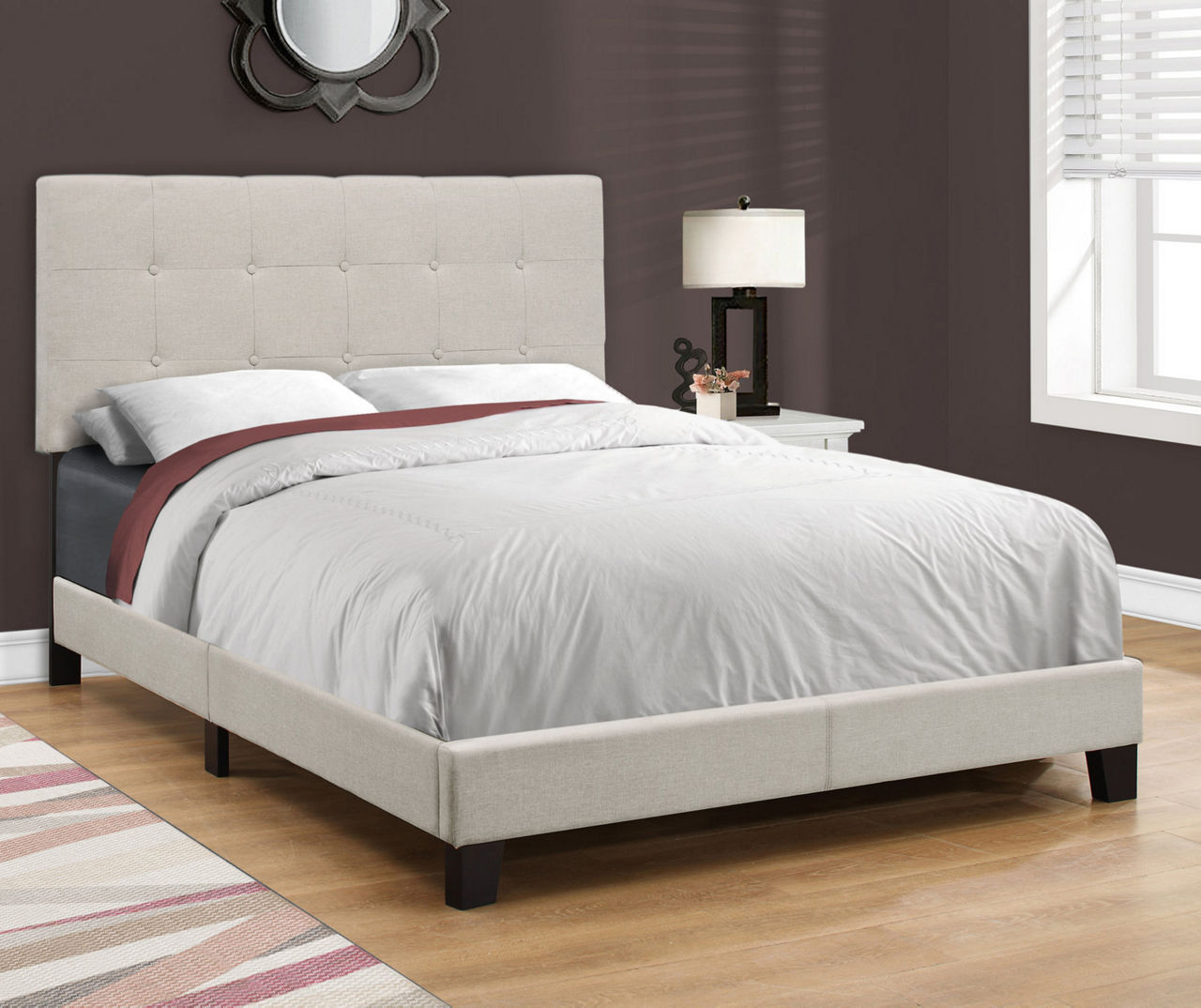 Monarch Beige Linen Tufted Full Bed | Big Lots