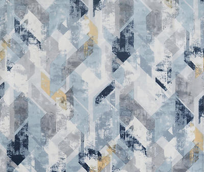 Kennet White & Navy Abstract Room-Darkening 4-Piece Curtain Panel Set, (63")