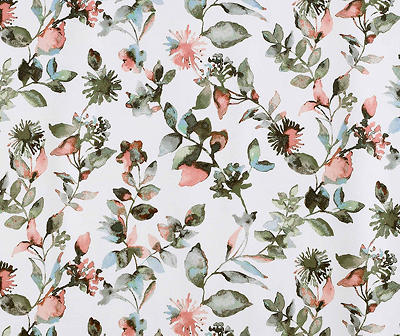 Eloise White, Pink & Green Floral Room-Darkening 4-Piece Curtain Panel Set, (84")