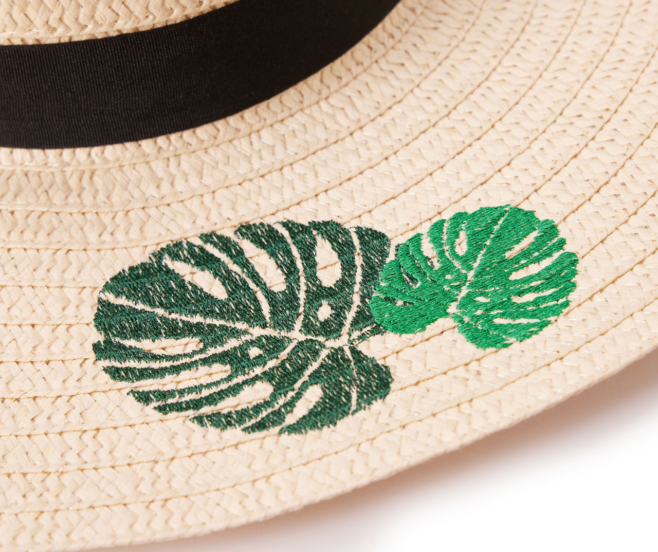 Embroidered Straw Beach Hat