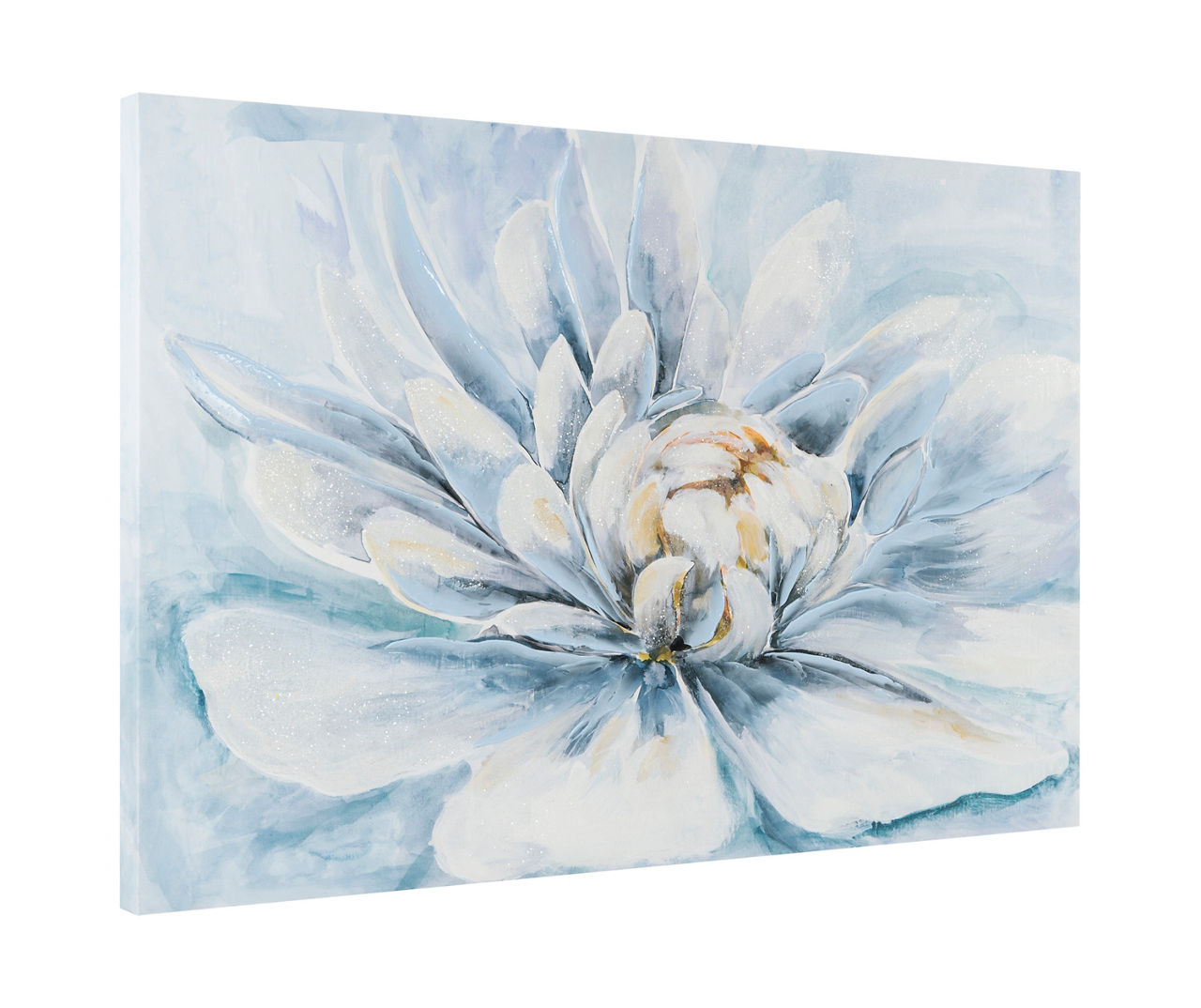 White & Blue Floral Embellished Wrapped Canvas | Big Lots
