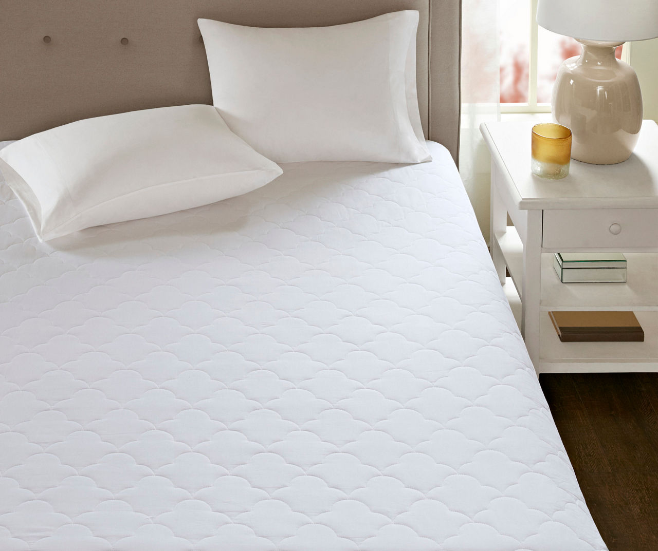 White Cotton Quilted Skirted Queen Mattress Pad | Big Lots