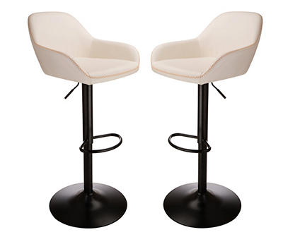 Glitzhome Mid-Century Modern Faux Leather Adjustable Bar Stools, 2-Pack