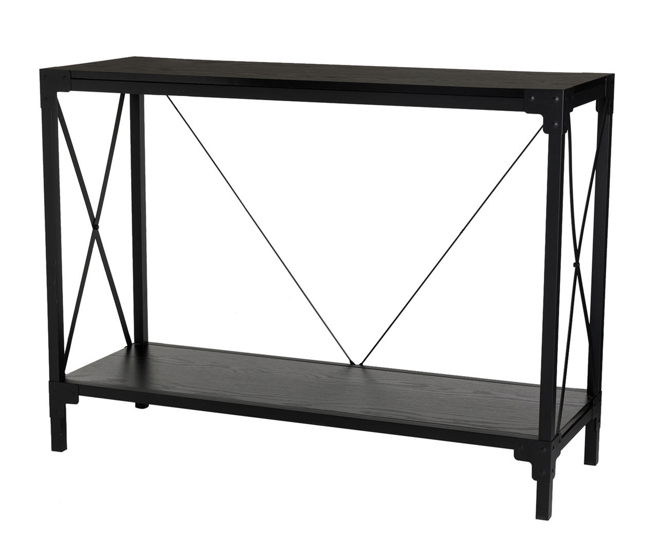Black Oak X-Frame Console Table