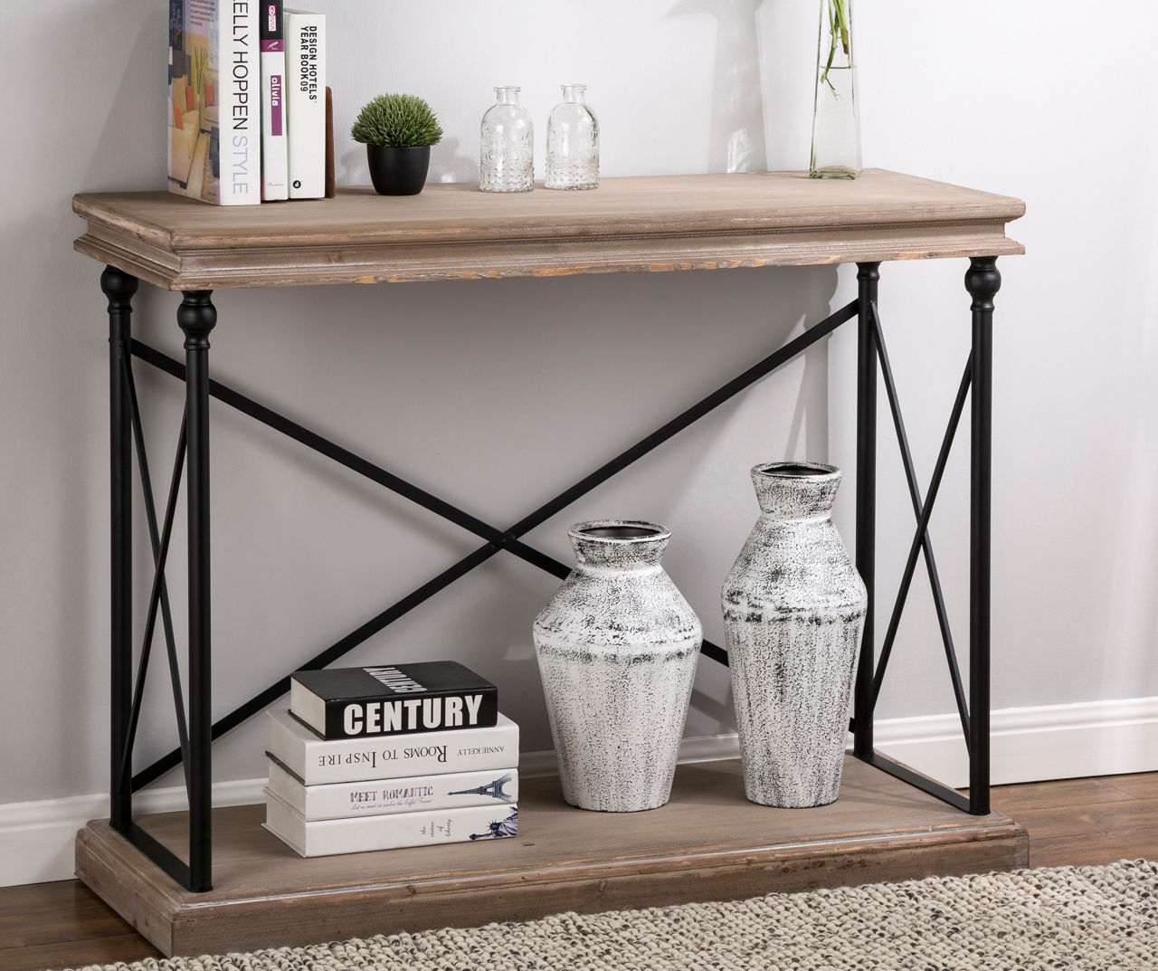 Glitzhome French Vintage Antique Brown Console Table | Big Lots