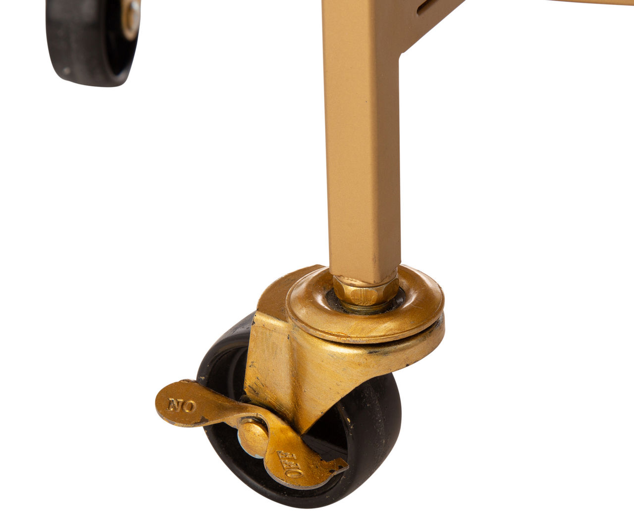 Gold 2-Tier Round Rolling Metal Bar Cart