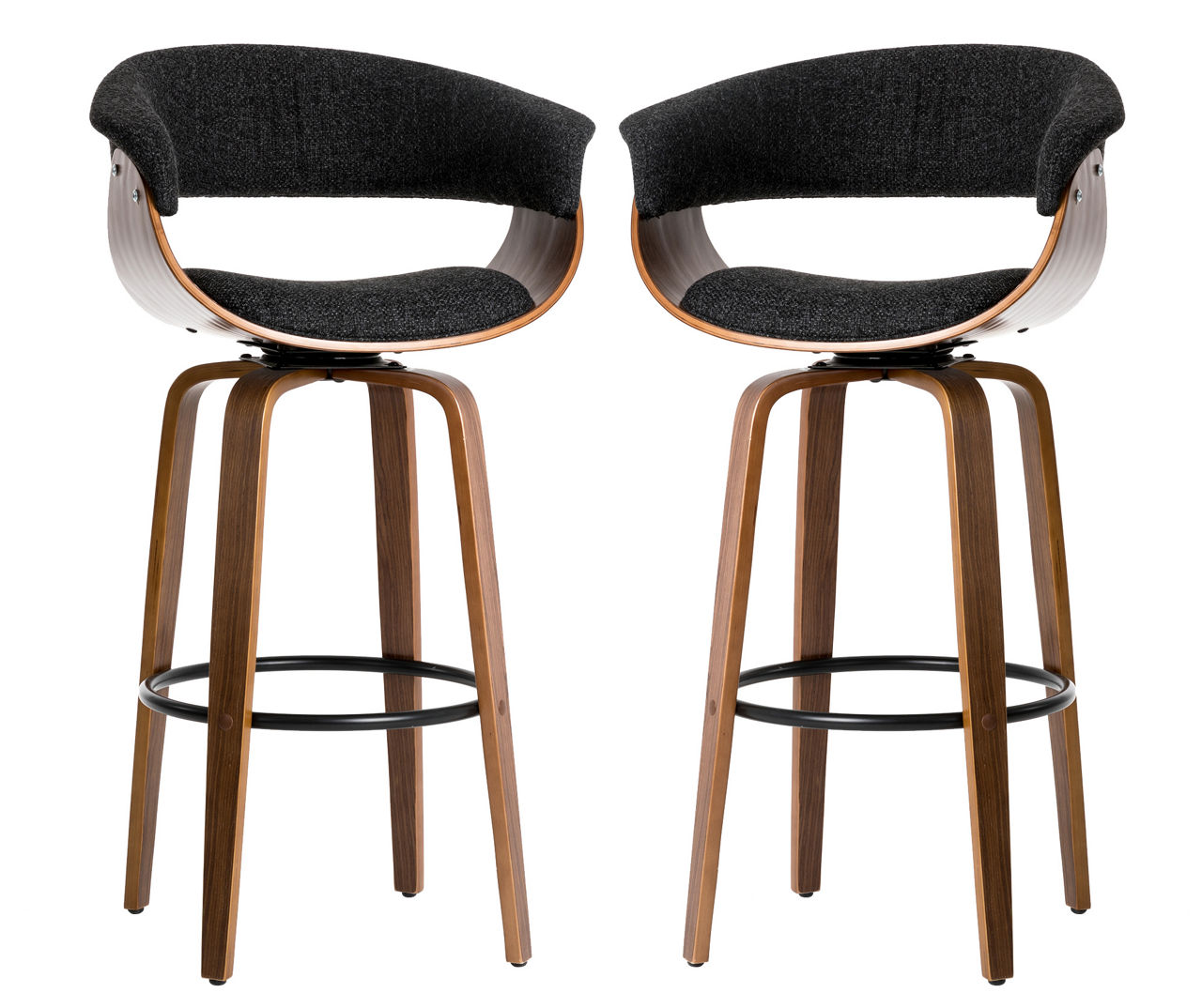 Glitzhome 40.5" MidCentury Modern Dark Blue Fabric Swivel Bar Stools
