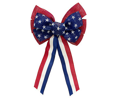 Red, White & Blue Star & Stripe Patriotic Bow