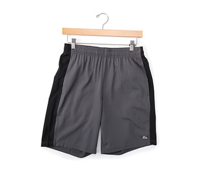 RBX Men's Gray & Black Color Block Stretch Shorts