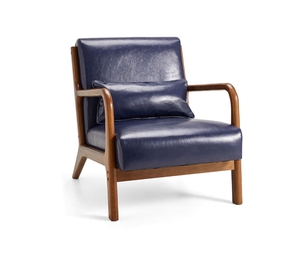 Glitzhome Navy MidCentury Modern Faux Leather Armchair Big Lots