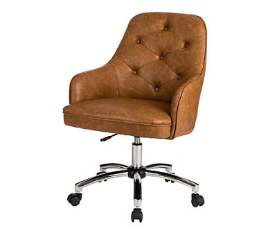 Glitzhome Caramel Bonded Leather Gaslift Adjustable Swivel Office Chair/Desk Chair