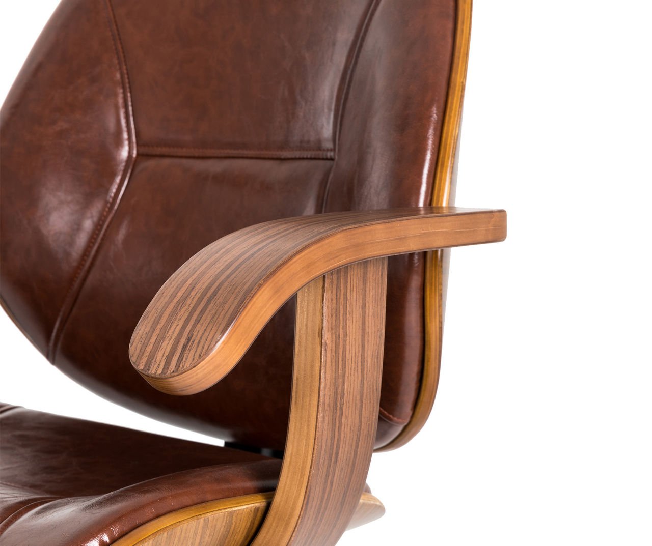 Glitzhome Russet Brown Oil Wax Faux Leather Adjustable Office Chair