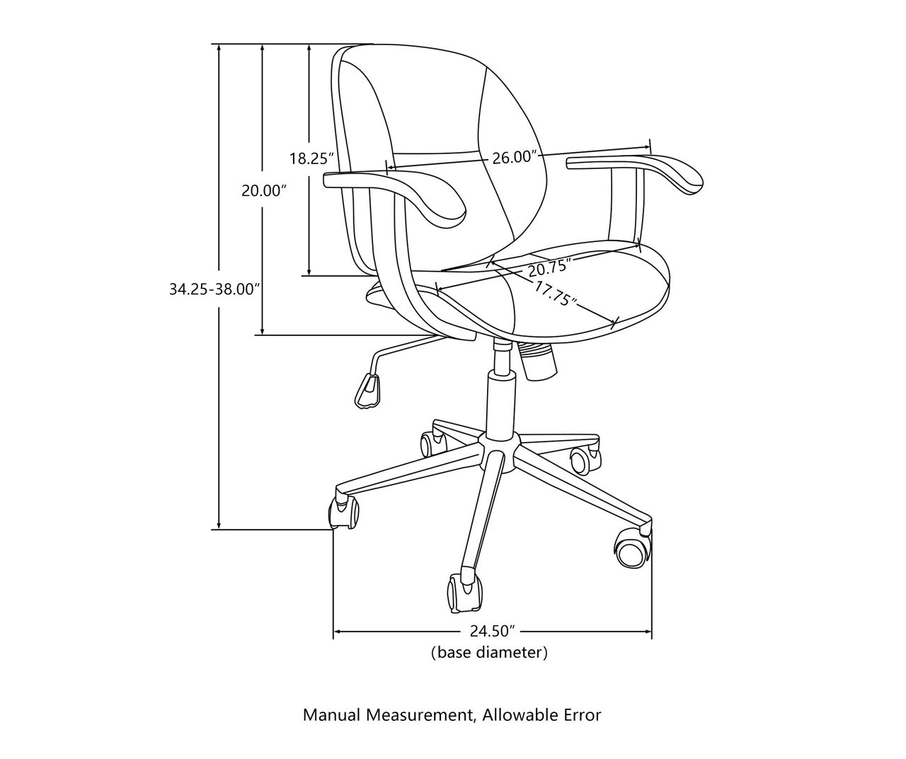 Glitzhome Russet Brown Oil Wax Faux Leather Adjustable Office Chair