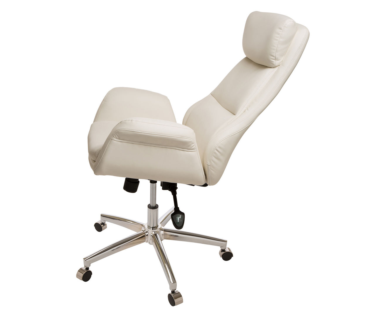 Glitzhome Leatherette Executive Office Chair with Pneumatic Lift, Cream, White