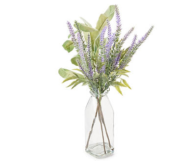 Purple & Green Lavender Arrangement With Glass Vase