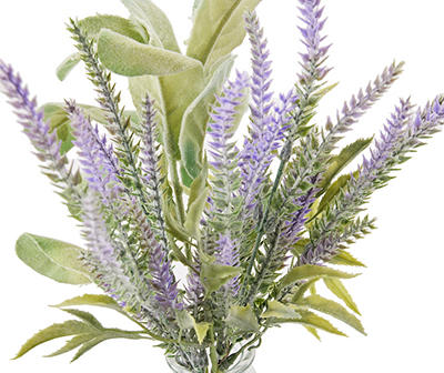 Purple & Green Lavender Arrangement With Glass Vase