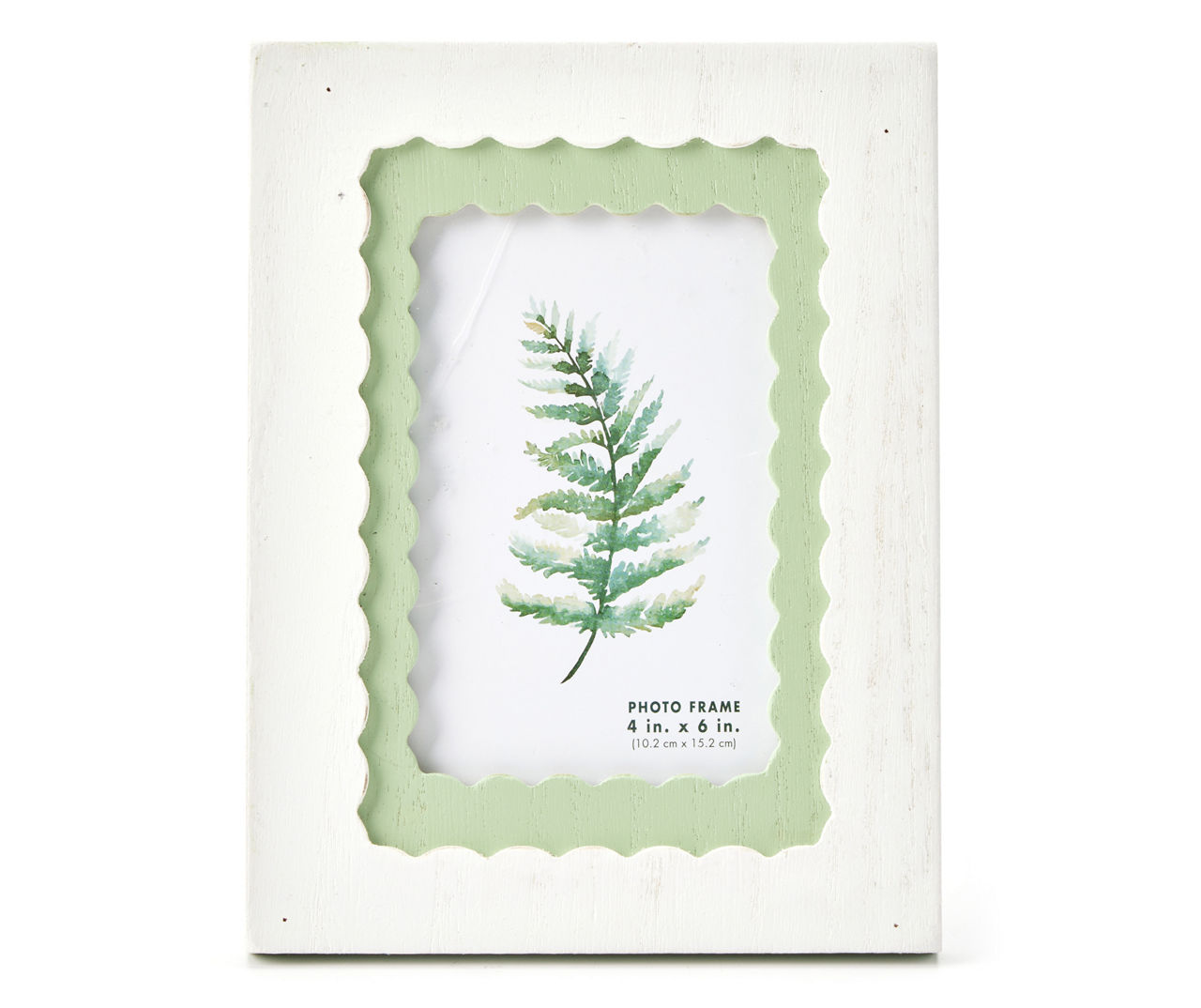 White & Green Scallop-Edge Picture Frame, (4