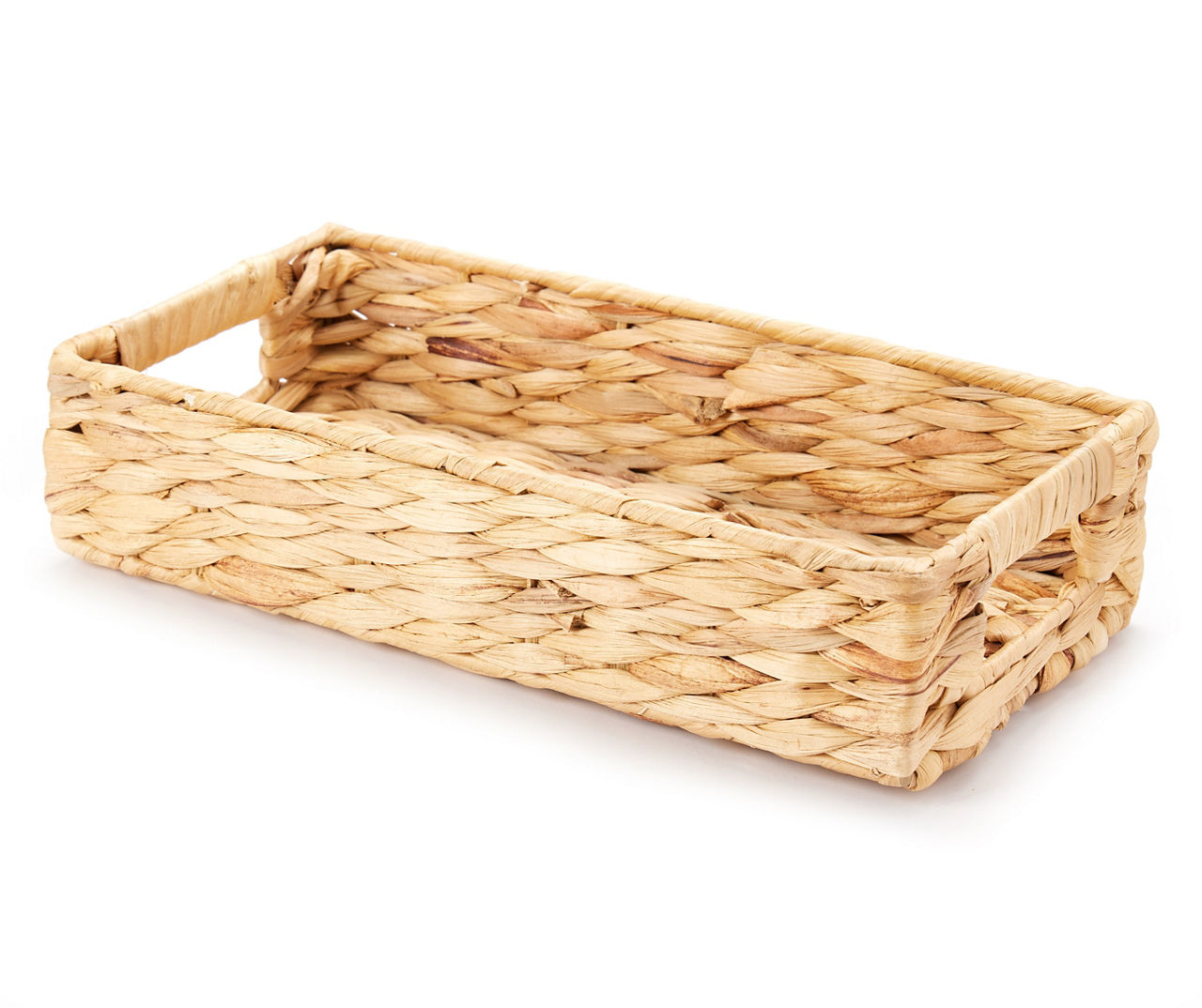 Brown Woven Water Hyacinth Rectangle Basket With Handles Big Lots