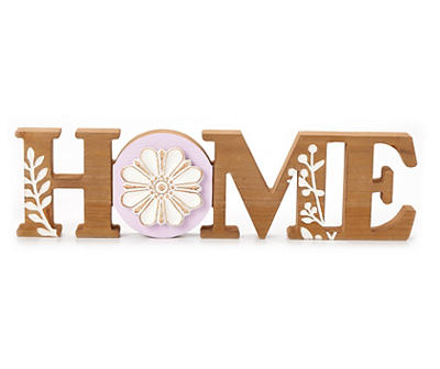 "Home" Brown & Purple Medallion Word Plaque