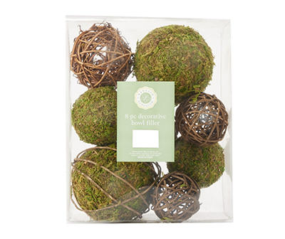 Green & Brown Moss & Vine 8-Piece Decorative Ball Set