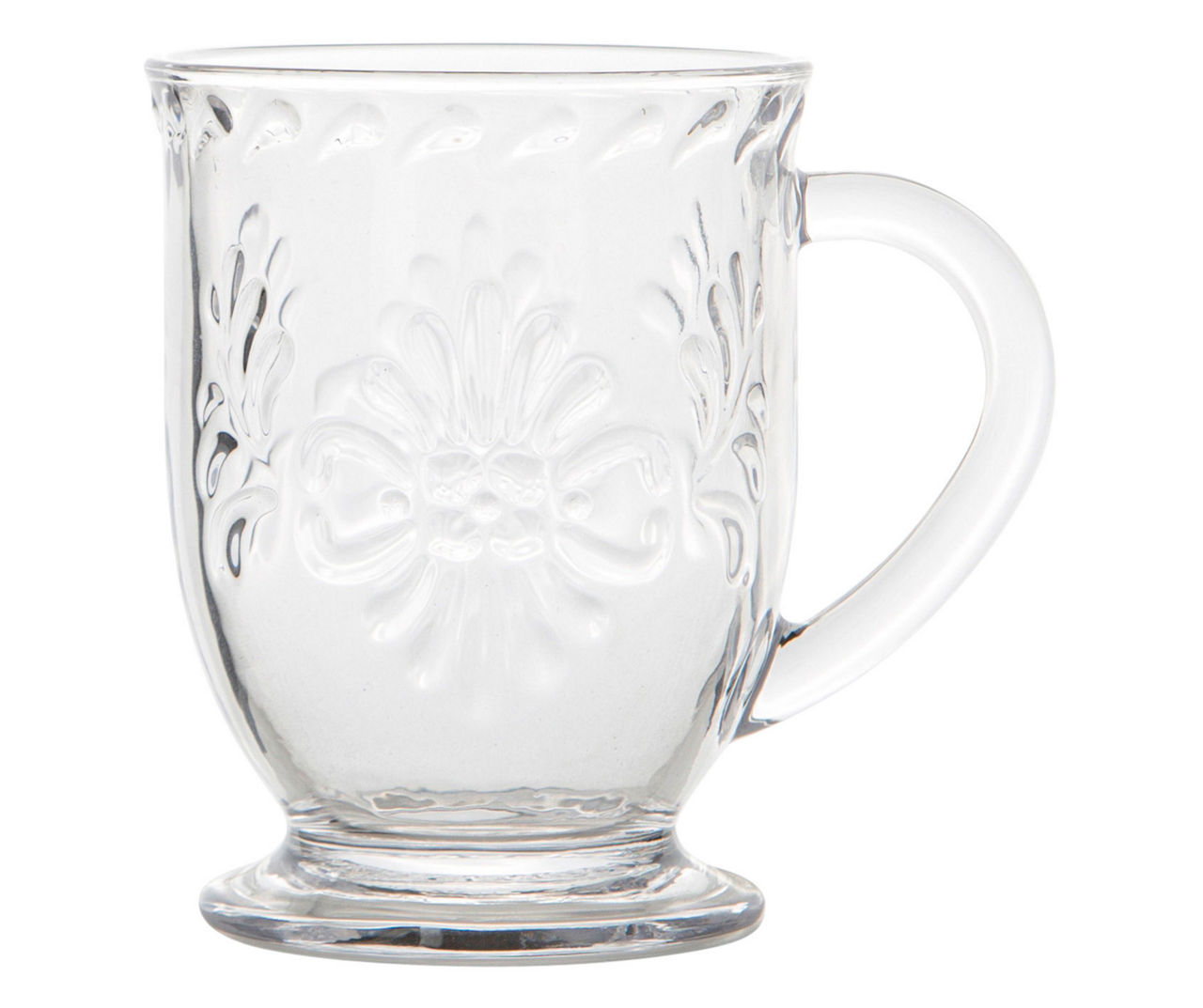 Large Glass Mug - White Flowers