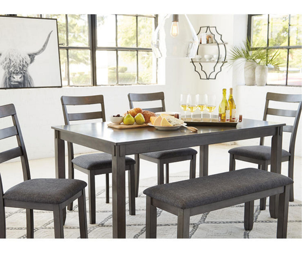 Signature Design By Ashley Fairview 6 Piece Dining Set with Bench