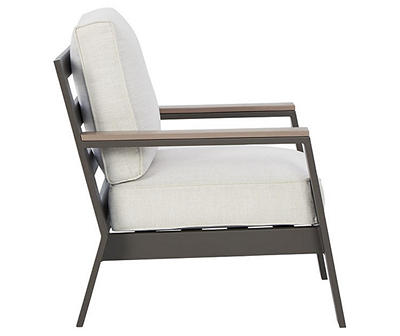 Tropicava Wood Look & Metal Cushioned Patio Lounge Chair