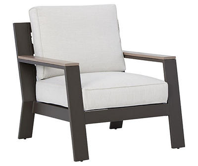 Tropicava Wood Look & Metal Cushioned Patio Lounge Chair