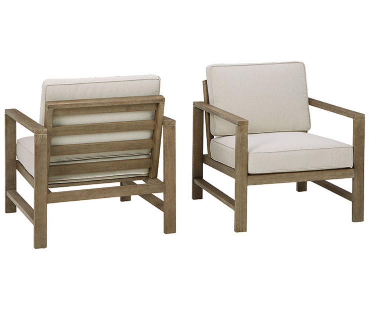 Signature Design By Ashley Fynnegan Brown Wood Cushioned Patio Lounge Chairs 2 Pack Big Lots