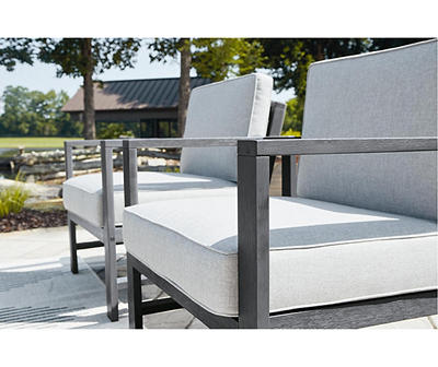 Fynnegan Gray Wood Cushioned Patio Lounge Chairs, 2-Pack