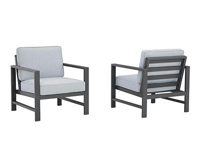 Fynnegan Gray Wood Cushioned Patio Lounge Chairs, 2-Pack
