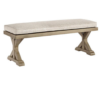 Beachcroft Wood Look Cushioned Patio Dining Bench