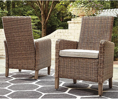 Beachcroft All-Weather Wicker Cushioned Patio Dining Armchairs, 2-Pack