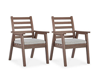 Emmeline Wood Look Cushioned Patio Armchairs, 2-Pack
