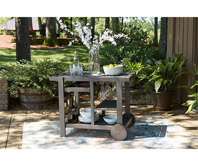 Kailani Gray Rolling Patio Serving Cart