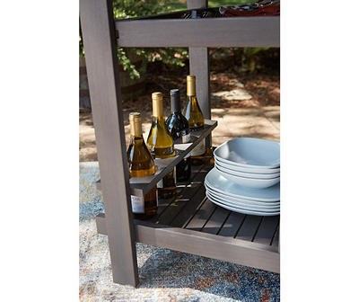 Kailani Gray Rolling Patio Serving Cart