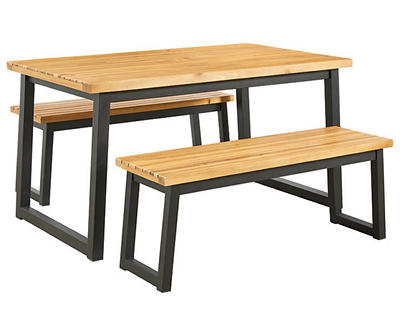 Town Wood 3-Piece Patio Dining Table Set