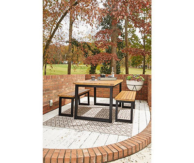 Town Wood 3-Piece Patio Dining Table Set