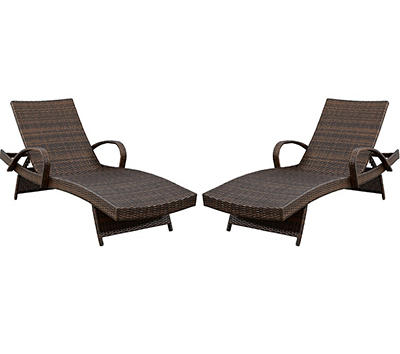 Kantana Wicker Patio Chaise Lounge Chairs, 2-Pack